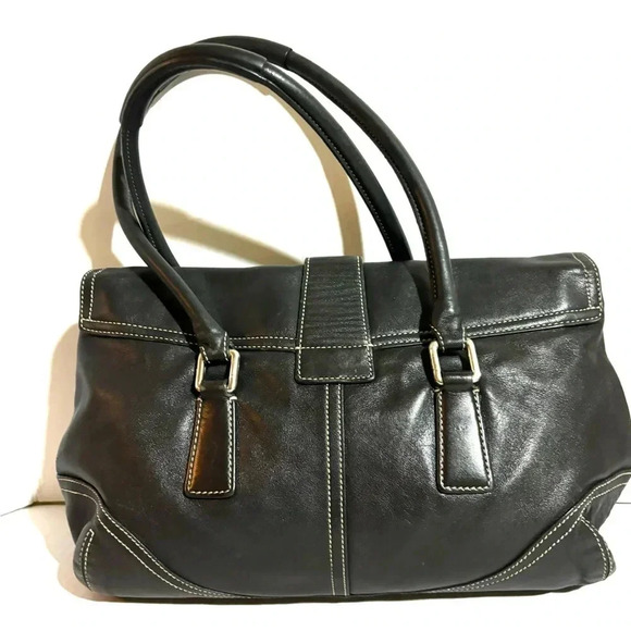 Coach vintage black leather shoulder handbag - Picture 2 of 12